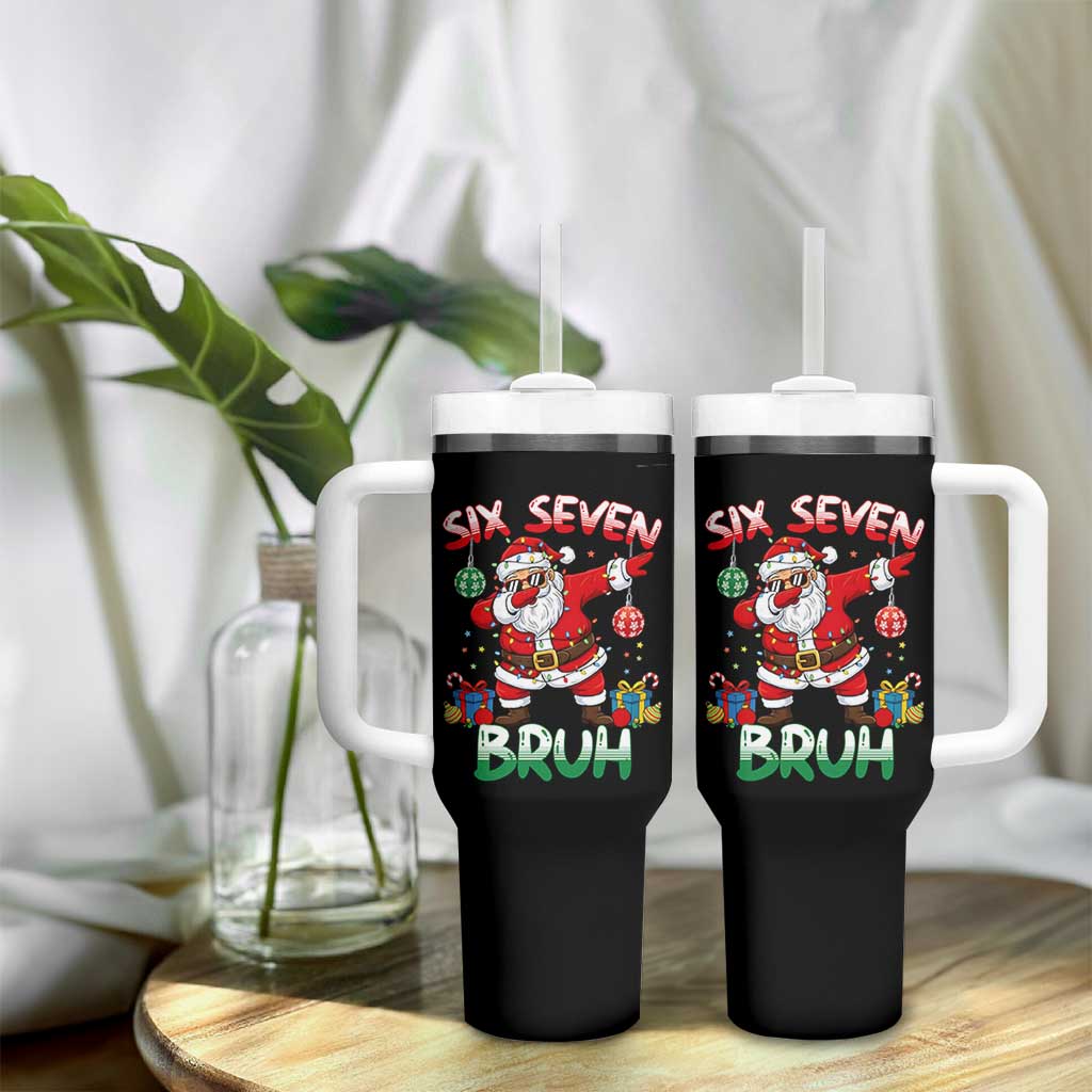 Six Seven Bruh Christmas Tumbler With Handle Funny Dabbing Santa 67 Meme Holiday Gag Gift - Wonder Print Shop