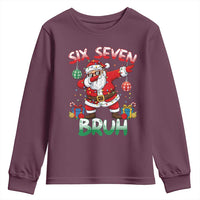 Six Seven Bruh Christmas Youth Sweatshirt Funny Dabbing Santa 67 Meme Holiday Gag Gift - Wonder Print Shop