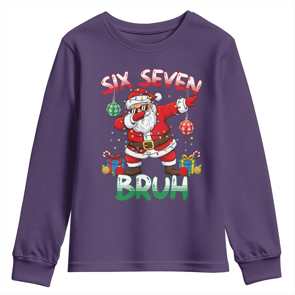 Six Seven Bruh Christmas Youth Sweatshirt Funny Dabbing Santa 67 Meme Holiday Gag Gift - Wonder Print Shop
