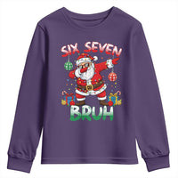 Six Seven Bruh Christmas Youth Sweatshirt Funny Dabbing Santa 67 Meme Holiday Gag Gift - Wonder Print Shop