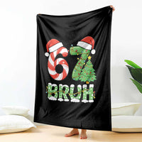 Funny 67 Bruh Christmas Throw Blanket Candy Cane and Xmas Tree Six Seven Meme Holiday Lights - Wonder Print Shop