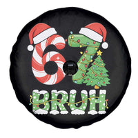 Funny 67 Bruh Christmas Spare Tire Cover Candy Cane and Xmas Tree Six Seven Meme Holiday Lights - Wonder Print Shop