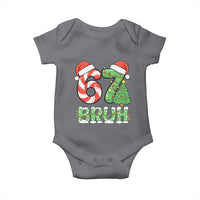 Funny 67 Bruh Christmas Baby Onesie Candy Cane and Xmas Tree Six Seven Meme Holiday Lights - Wonder Print Shop