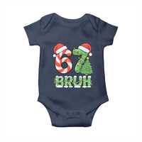 Funny 67 Bruh Christmas Baby Onesie Candy Cane and Xmas Tree Six Seven Meme Holiday Lights - Wonder Print Shop