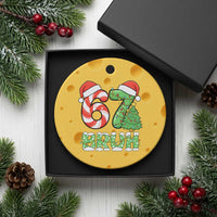 Funny 67 Bruh Christmas Ceramic Ornament Candy Cane and Xmas Tree Six Seven Meme Holiday Lights - Wonder Print Shop