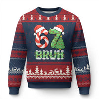 Funny 67 Bruh Xmas Ugly Christmas Sweater Candy Cane and Xmas Tree Six Seven Meme Holiday Lights - Wonder Print Shop