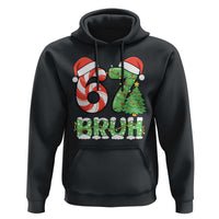 Funny 67 Bruh Christmas Hoodie Candy Cane and Xmas Tree Six Seven Meme Holiday Lights - Wonder Print Shop
