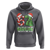 Funny 67 Bruh Christmas Hoodie Candy Cane and Xmas Tree Six Seven Meme Holiday Lights - Wonder Print Shop
