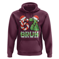 Funny 67 Bruh Christmas Hoodie Candy Cane and Xmas Tree Six Seven Meme Holiday Lights - Wonder Print Shop