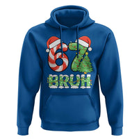 Funny 67 Bruh Christmas Hoodie Candy Cane and Xmas Tree Six Seven Meme Holiday Lights - Wonder Print Shop