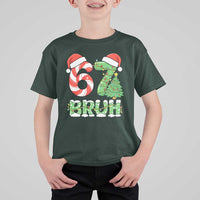 Funny 67 Bruh Christmas T Shirt For Kid Candy Cane and Xmas Tree Six Seven Meme Holiday Lights - Wonder Print Shop