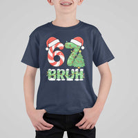Funny 67 Bruh Christmas T Shirt For Kid Candy Cane and Xmas Tree Six Seven Meme Holiday Lights - Wonder Print Shop
