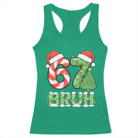 Funny 67 Bruh Christmas Racerback Tank Top Candy Cane and Xmas Tree Six Seven Meme Holiday Lights - Wonder Print Shop