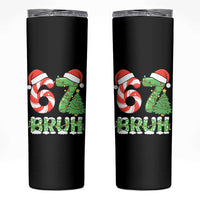 Funny 67 Bruh Christmas Skinny Tumbler Candy Cane and Xmas Tree Six Seven Meme Holiday Lights - Wonder Print Shop