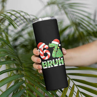 Funny 67 Bruh Christmas Skinny Tumbler Candy Cane and Xmas Tree Six Seven Meme Holiday Lights - Wonder Print Shop