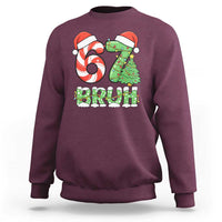 Funny 67 Bruh Christmas Sweatshirt Candy Cane and Xmas Tree Six Seven Meme Holiday Lights - Wonder Print Shop