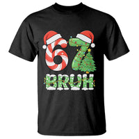 Funny 67 Bruh Christmas T Shirt Candy Cane and Xmas Tree Six Seven Meme Holiday Lights - Wonder Print Shop