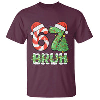 Funny 67 Bruh Christmas T Shirt Candy Cane and Xmas Tree Six Seven Meme Holiday Lights - Wonder Print Shop