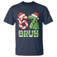 Funny 67 Bruh Christmas T Shirt Candy Cane and Xmas Tree Six Seven Meme Holiday Lights - Wonder Print Shop