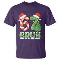 Funny 67 Bruh Christmas T Shirt Candy Cane and Xmas Tree Six Seven Meme Holiday Lights - Wonder Print Shop