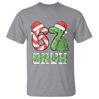 Funny 67 Bruh Christmas T Shirt Candy Cane and Xmas Tree Six Seven Meme Holiday Lights - Wonder Print Shop