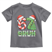 Funny 67 Bruh Christmas Toddler T Shirt Candy Cane and Xmas Tree Six Seven Meme Holiday Lights - Wonder Print Shop