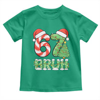 Funny 67 Bruh Christmas Toddler T Shirt Candy Cane and Xmas Tree Six Seven Meme Holiday Lights - Wonder Print Shop