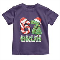 Funny 67 Bruh Christmas Toddler T Shirt Candy Cane and Xmas Tree Six Seven Meme Holiday Lights - Wonder Print Shop