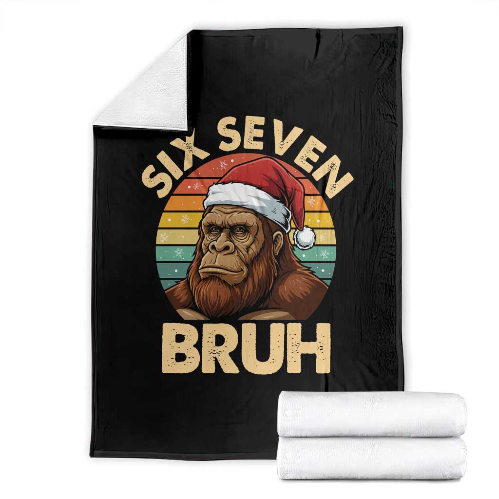 Six Seven Bruh Meme Christmas Bigfoot Throw Blanket 67 Sasquatch Santa Retro Holiday - Wonder Print Shop