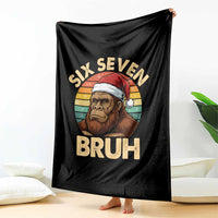 Six Seven Bruh Meme Christmas Bigfoot Throw Blanket 67 Sasquatch Santa Retro Holiday - Wonder Print Shop