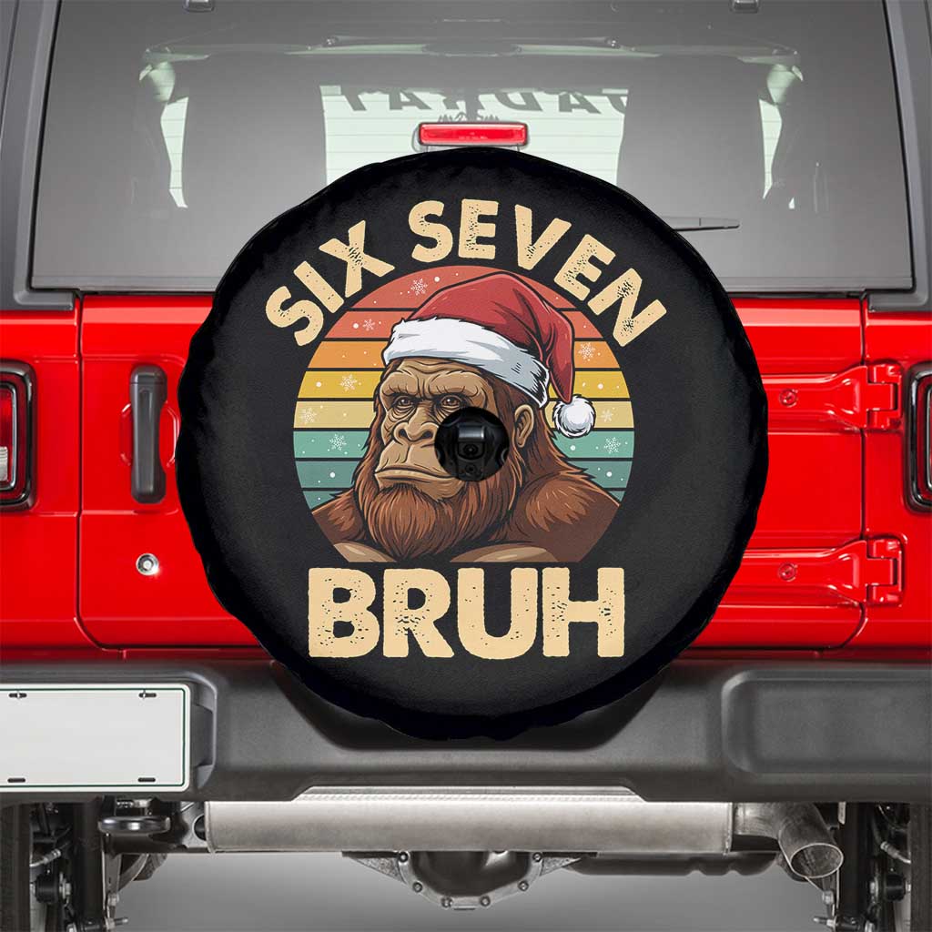 Six Seven Bruh Meme Christmas Bigfoot Spare Tire Cover 67 Sasquatch Santa Retro Holiday - Wonder Print Shop