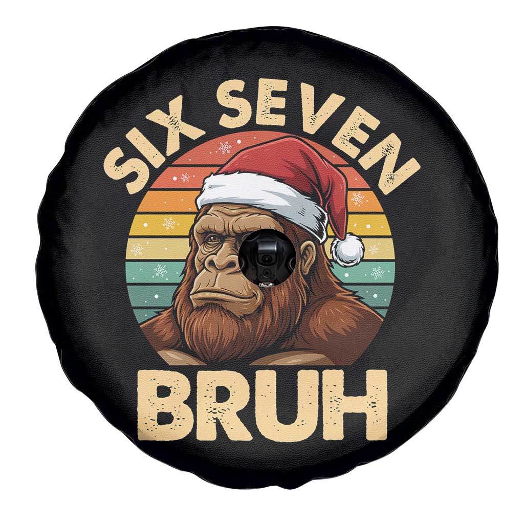 Six Seven Bruh Meme Christmas Bigfoot Spare Tire Cover 67 Sasquatch Santa Retro Holiday - Wonder Print Shop