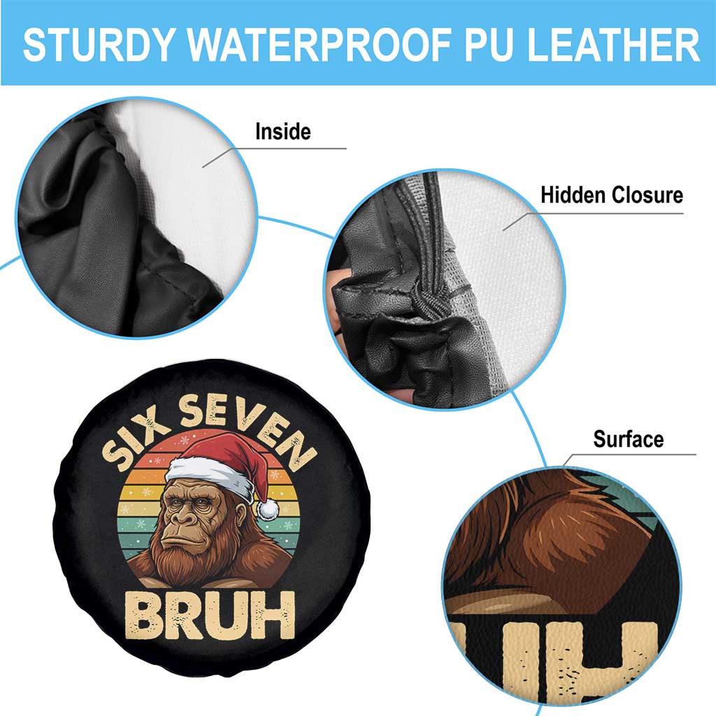 Six Seven Bruh Meme Christmas Bigfoot Spare Tire Cover 67 Sasquatch Santa Retro Holiday - Wonder Print Shop
