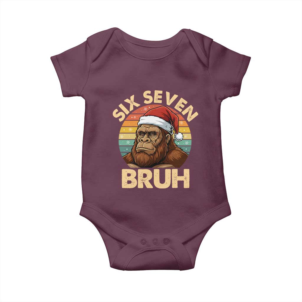 Six Seven Bruh Meme Christmas Bigfoot Baby Onesie 67 Sasquatch Santa Retro Holiday - Wonder Print Shop