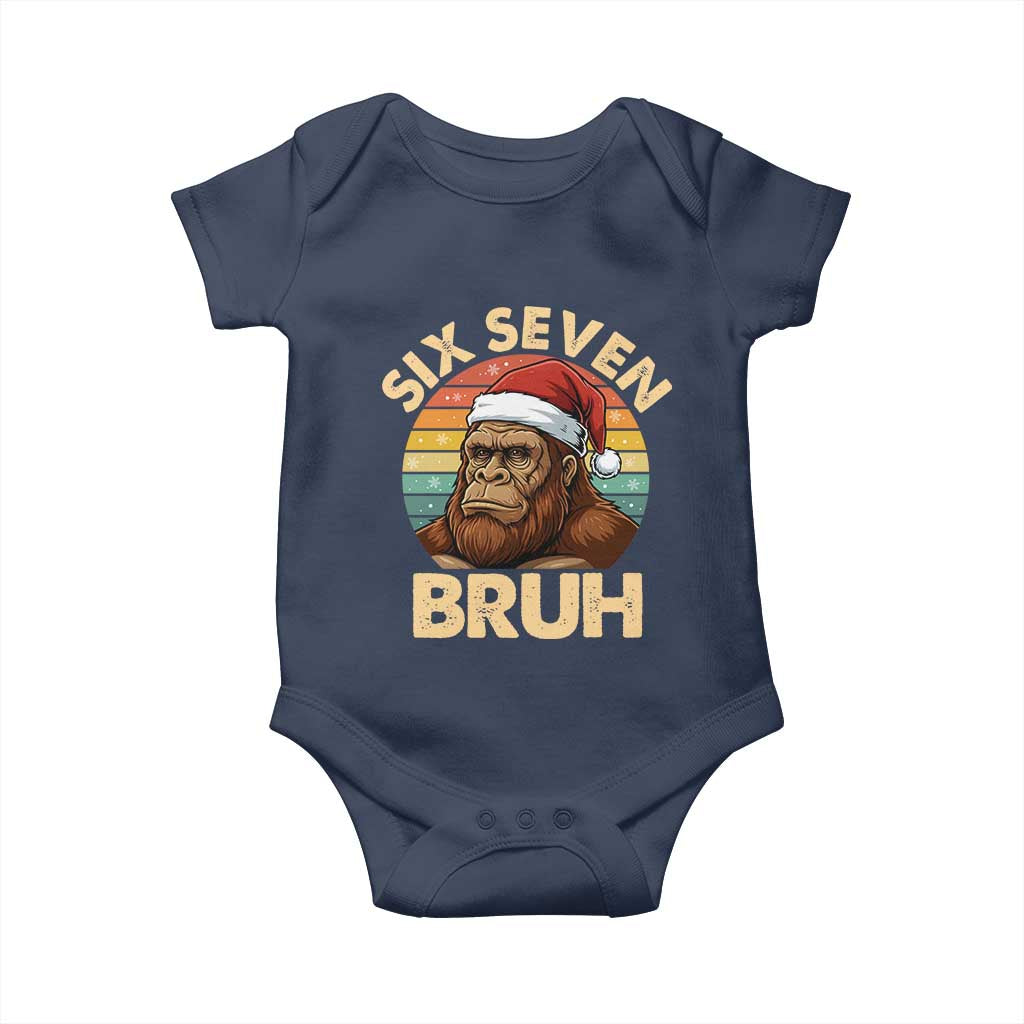 Six Seven Bruh Meme Christmas Bigfoot Baby Onesie 67 Sasquatch Santa Retro Holiday - Wonder Print Shop