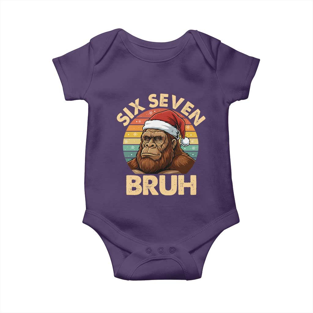 Six Seven Bruh Meme Christmas Bigfoot Baby Onesie 67 Sasquatch Santa Retro Holiday - Wonder Print Shop
