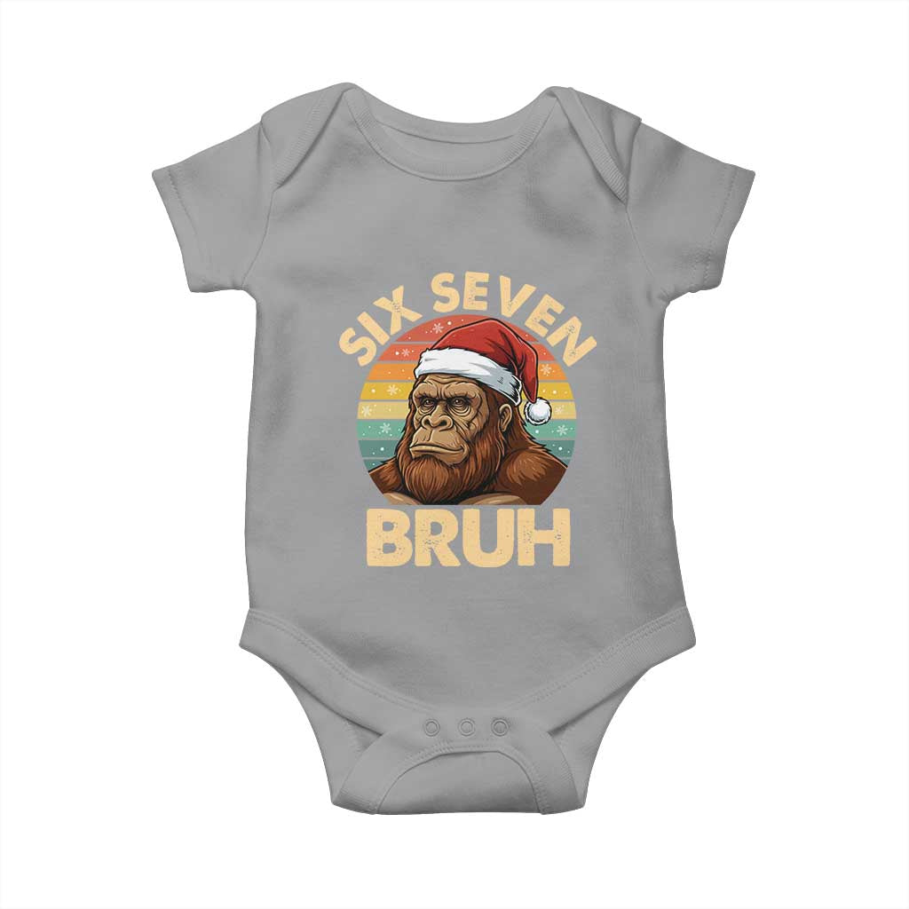 Six Seven Bruh Meme Christmas Bigfoot Baby Onesie 67 Sasquatch Santa Retro Holiday - Wonder Print Shop
