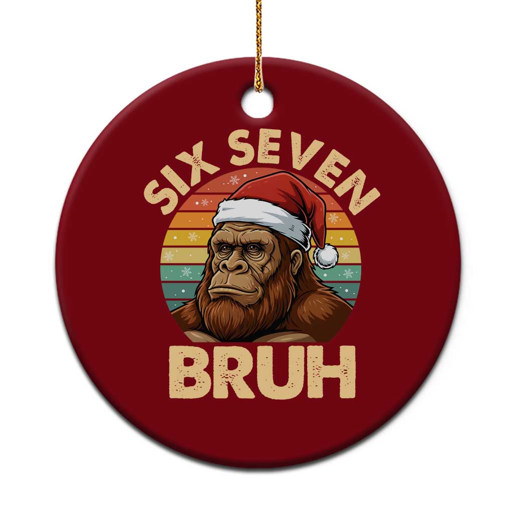 Six Seven Bruh Meme Christmas Bigfoot Ceramic Ornament 67 Sasquatch Santa Retro Holiday - Wonder Print Shop