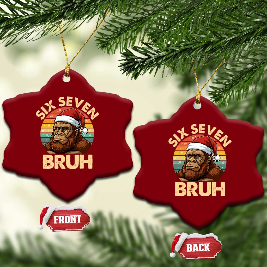 Six Seven Bruh Meme Christmas Bigfoot Ceramic Ornament 67 Sasquatch Santa Retro Holiday - Wonder Print Shop