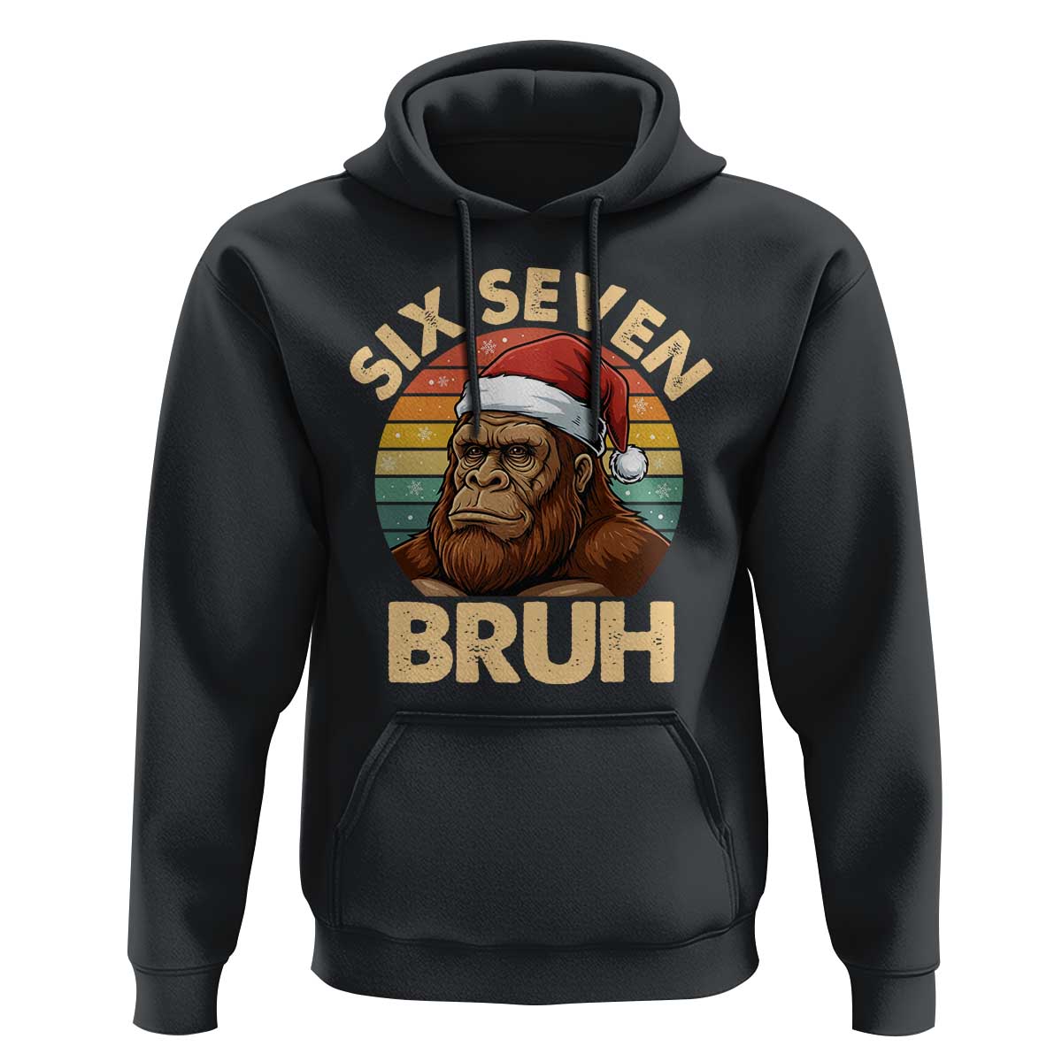 Six Seven Bruh Meme Christmas Bigfoot Hoodie 67 Sasquatch Santa Retro Holiday - Wonder Print Shop