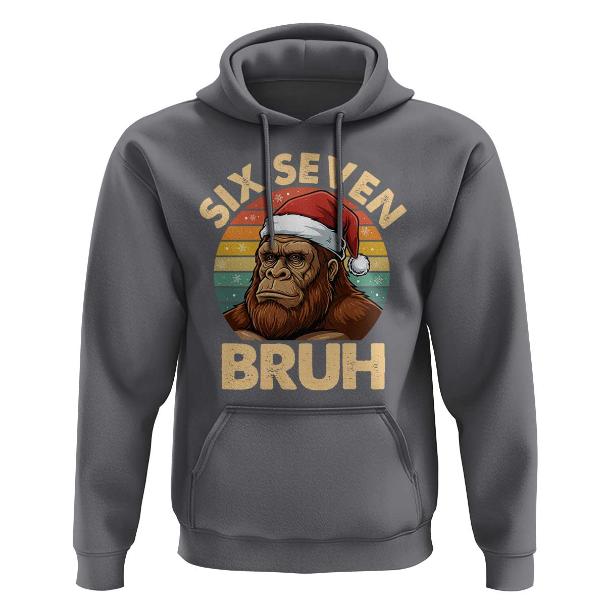 Six Seven Bruh Meme Christmas Bigfoot Hoodie 67 Sasquatch Santa Retro Holiday - Wonder Print Shop