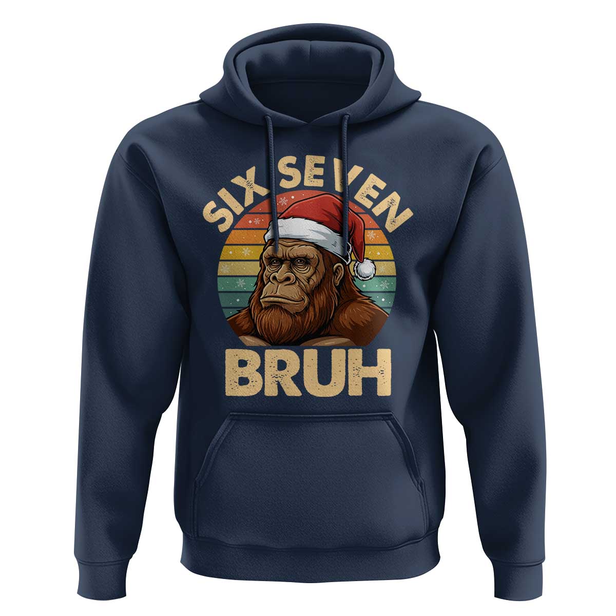 Six Seven Bruh Meme Christmas Bigfoot Hoodie 67 Sasquatch Santa Retro Holiday - Wonder Print Shop