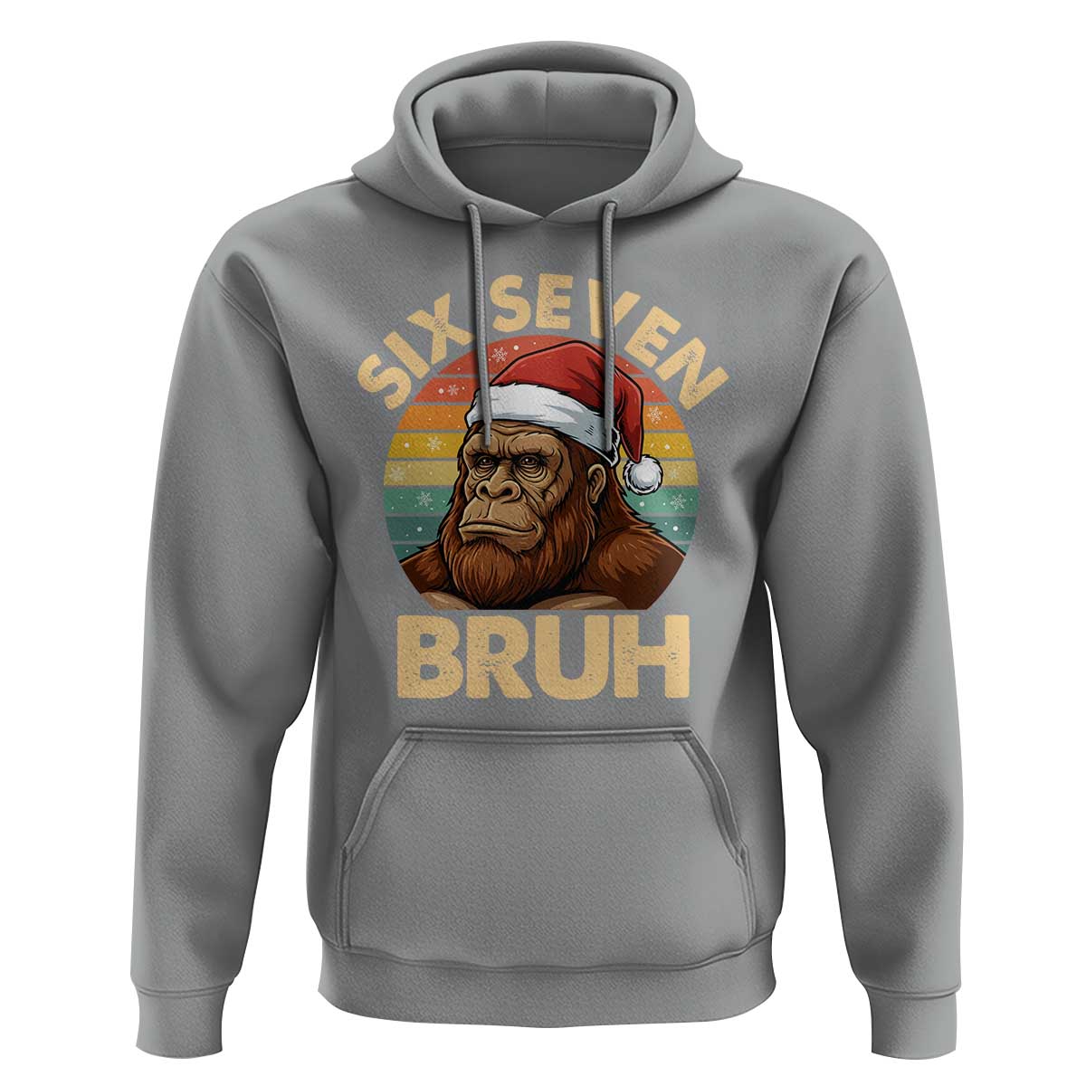 Six Seven Bruh Meme Christmas Bigfoot Hoodie 67 Sasquatch Santa Retro Holiday - Wonder Print Shop