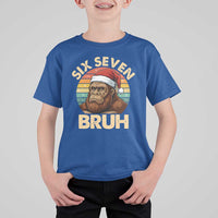 Six Seven Bruh Meme Christmas Bigfoot T Shirt For Kid 67 Sasquatch Santa Retro Holiday - Wonder Print Shop