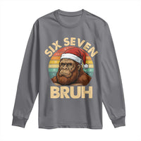 Six Seven Bruh Meme Christmas Bigfoot Long Sleeve Shirt 67 Sasquatch Santa Retro Holiday - Wonder Print Shop