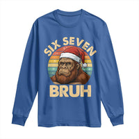 Six Seven Bruh Meme Christmas Bigfoot Long Sleeve Shirt 67 Sasquatch Santa Retro Holiday - Wonder Print Shop