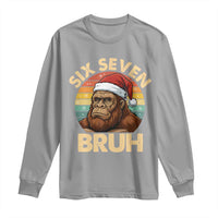 Six Seven Bruh Meme Christmas Bigfoot Long Sleeve Shirt 67 Sasquatch Santa Retro Holiday - Wonder Print Shop