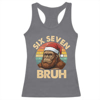 Six Seven Bruh Meme Christmas Bigfoot Racerback Tank Top 67 Sasquatch Santa Retro Holiday - Wonder Print Shop