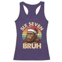 Six Seven Bruh Meme Christmas Bigfoot Racerback Tank Top 67 Sasquatch Santa Retro Holiday - Wonder Print Shop