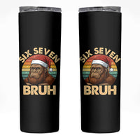 Six Seven Bruh Meme Christmas Bigfoot Skinny Tumbler 67 Sasquatch Santa Retro Holiday - Wonder Print Shop